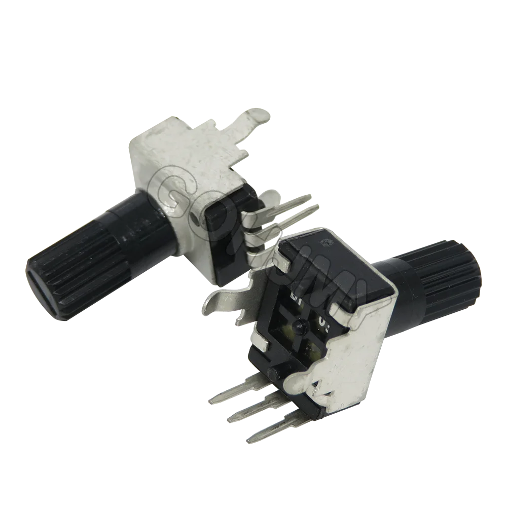5Set=10PCS RV09 3pin Vertical 1K ~ 500K Ohm Adjustable Resistor Seal Potentiometer for Arduino with knob White cap (5PCS+5PCS)
