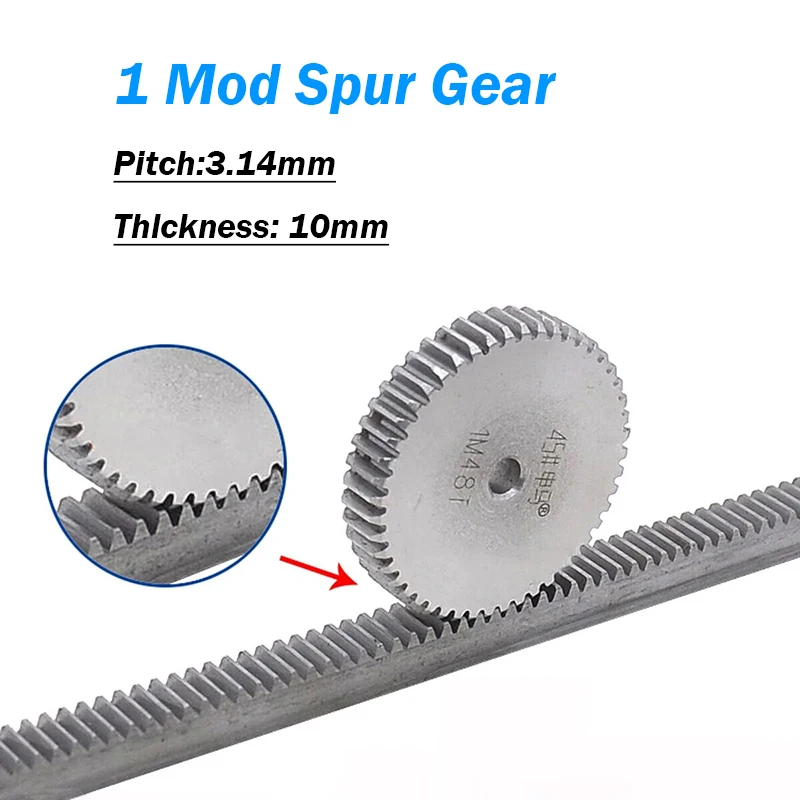 1pcs/lot 1 Mod 45T to 60 Teeth Spur Gear 45# Steel Cylindrical Flat Gear Thickne 10mm Motor Pinion Transmission Gear For 3D CNC