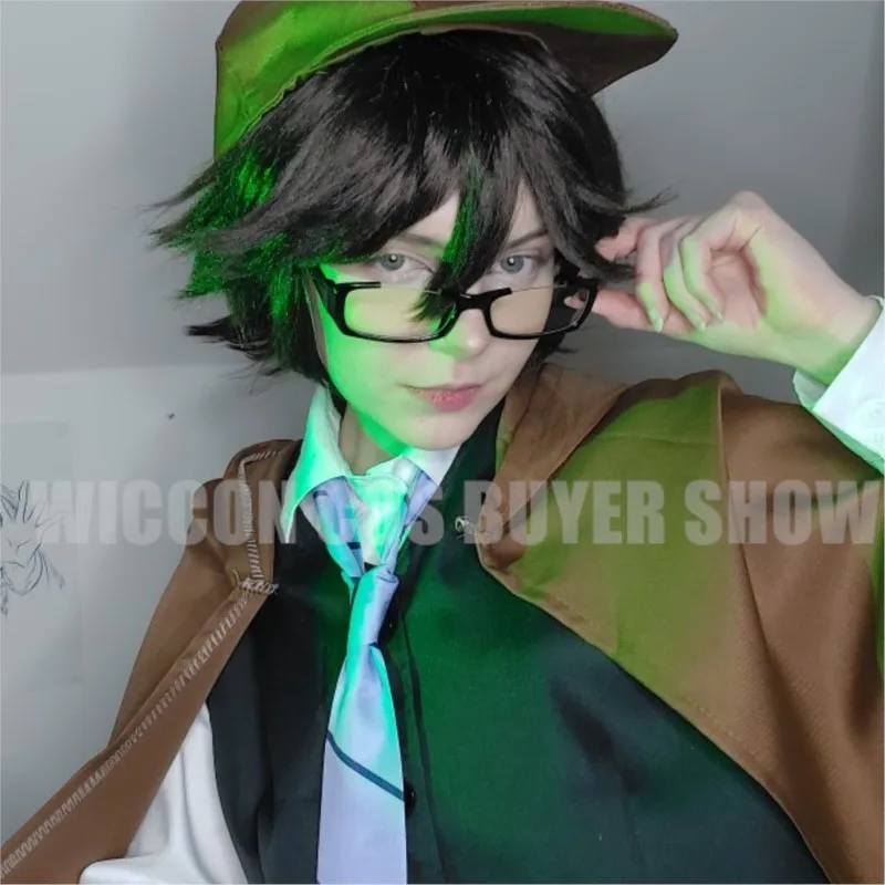 Anime Bungo Stray & Dogs Ranpo Edogawa Cosplay Costume Uniform Wig Hunting Dog Cloak Hat Glove Jacket Pants Tie view 3