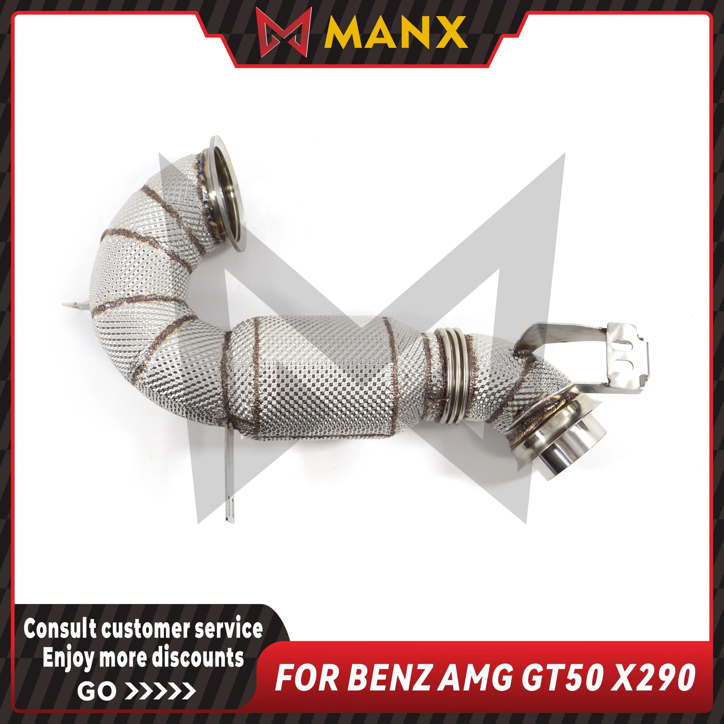 MANX Downpipe for Benz AMG GT50 X290 3.0T Stainless steel Performance Car Exhaust System with heat shield