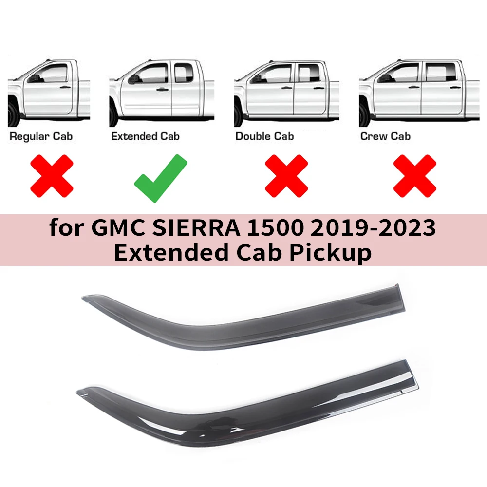 

Оконный козырек для GMC SIERRA 1500 2019-2024, расширенный ветрозащитный козырек для кабины, защита от дождя, дверной козырек, вентиляционные шторы, вентиляционный козырек