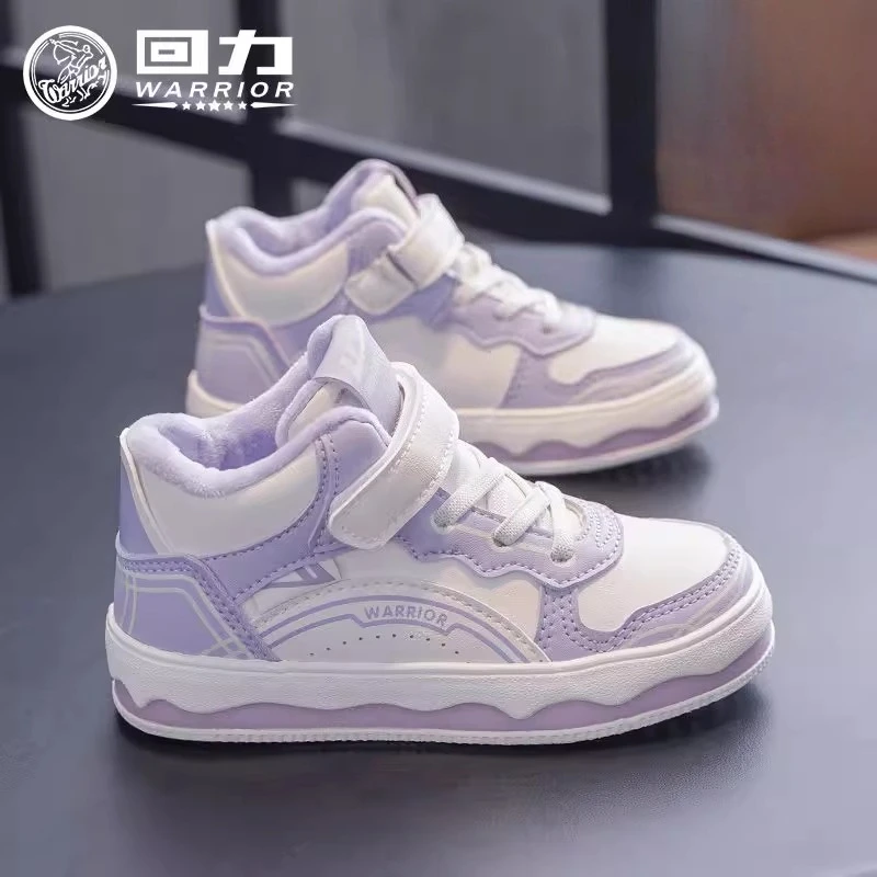 Warrior Children Casual Shoes Winter Warm 2025 New Fleece Lined Sneakers for Girls Kids Cotton Shoes