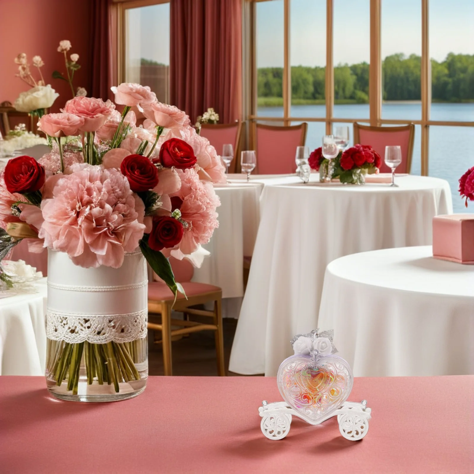 

6Pcs Heart-Shaped Carriage Candy Boxes Transparent European Style Wedding Birthday Party Favor Candy Containers Valentines Case