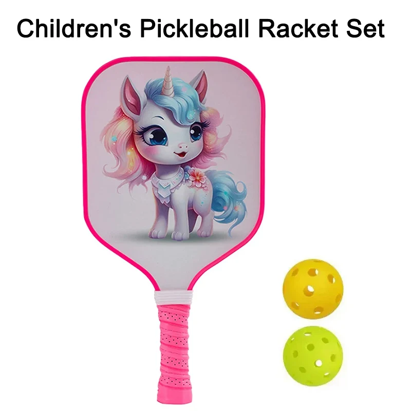 

Kids Pickleball Paddles USAPA Approved Fiber Glass Rainbow Horse Unicorn Honeycomb Core Anti Slip Sweat Absorb Grip Racket