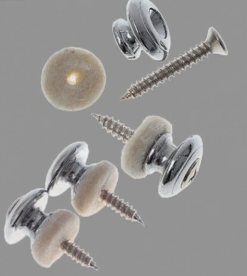 2pcs Chrome Mushroom Head Guitar Strap Buttons with Felt Spacer Secure Locking Buckles End Pin for Guitar Parts Accessories