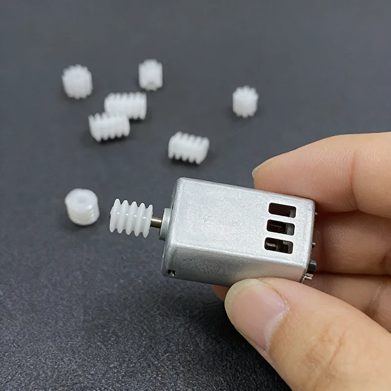 10pc 0.5M modulus Small Motor Plastic Gear 7T 8T 10T Teeth 1mm/2mm Shaft Toy RC Car Transmission Gear 6mm Worm Gear Helical Gear