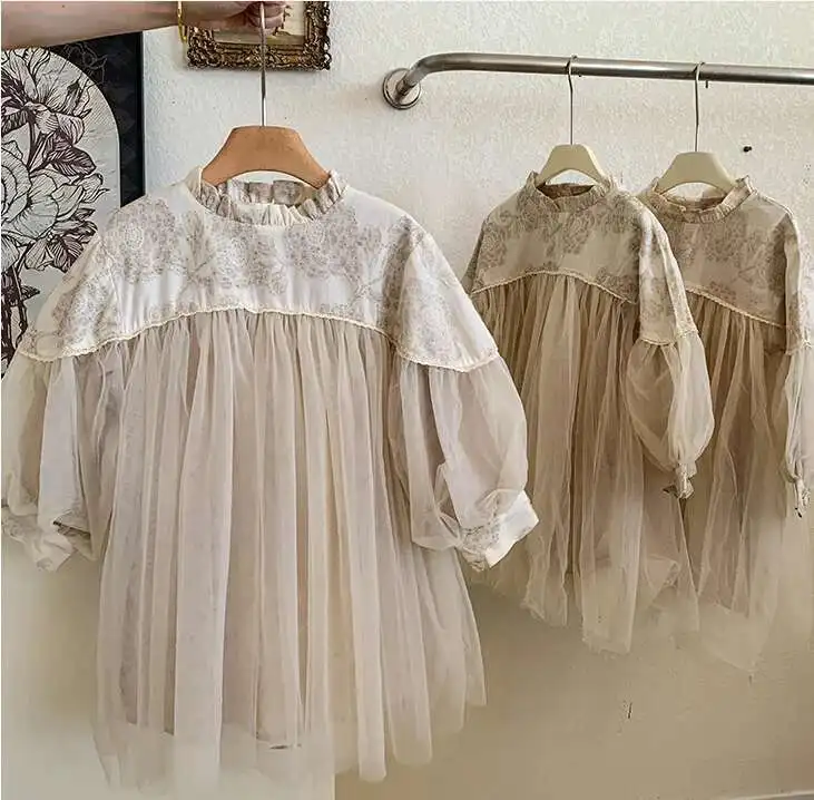

New Baby Girls Fall Fairy Mesh Tulle Long Sleeve Dress, Princess Kids Sweet Party Dresses 2-8T
