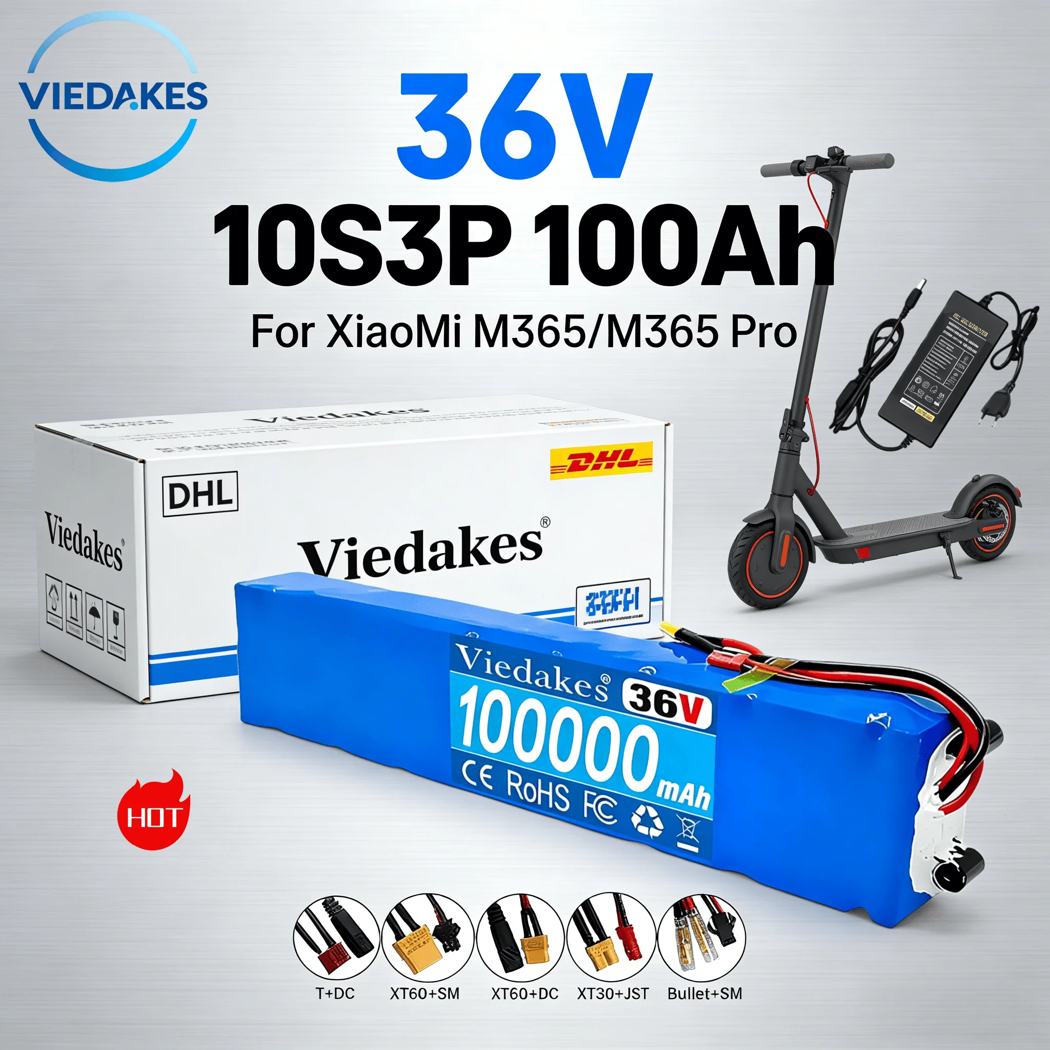 

⚡️36V Battery with Bracket for Universal Electric Scooter, 10S3P 10Ah 18650 Li-ion Replacement Battery with BMS Protection✅