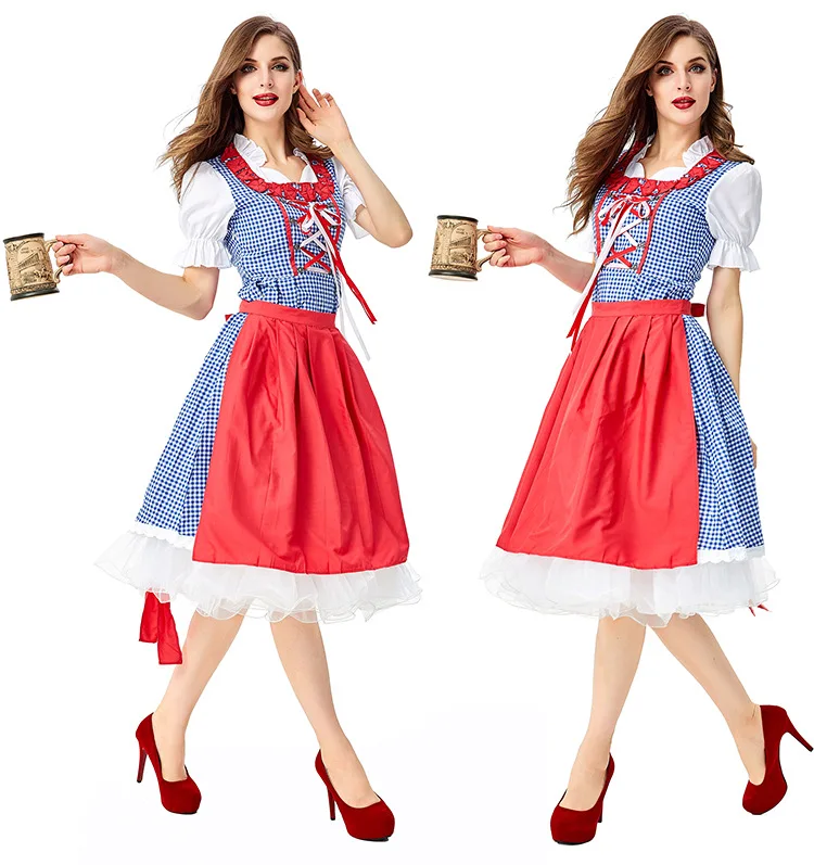 

New German Oktoberfest Beer Girl Costume Traditional Bavarian Beer Festival Beer Maid Fancy Dress