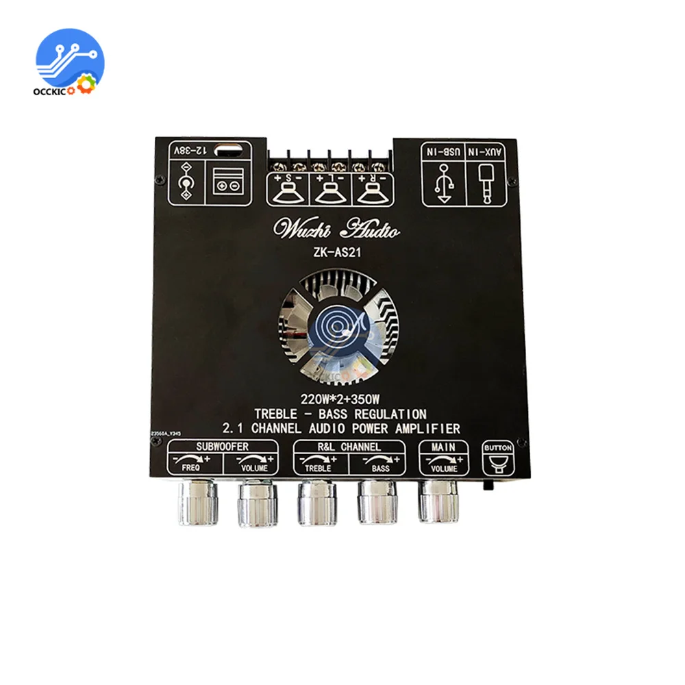 

ZK-AS21 2.1 Channel TPA3255 Bluetooth Digital Power Amplifier Board Module High And Low Tone Subwoofer 220WX2+350W