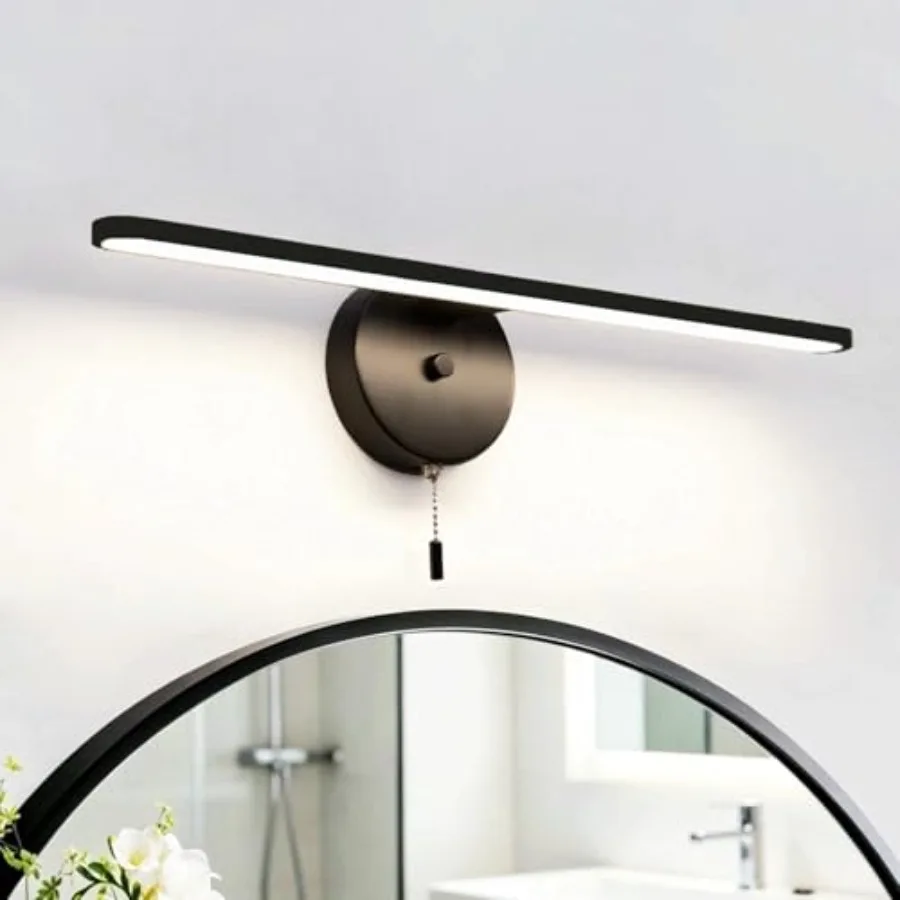 Vanity Light Bar for Bathroom, Matte Light Fixtures Over Mirror, Pull Cha Wall Sconce Lightg, 4000K 12W Picture Light Under the