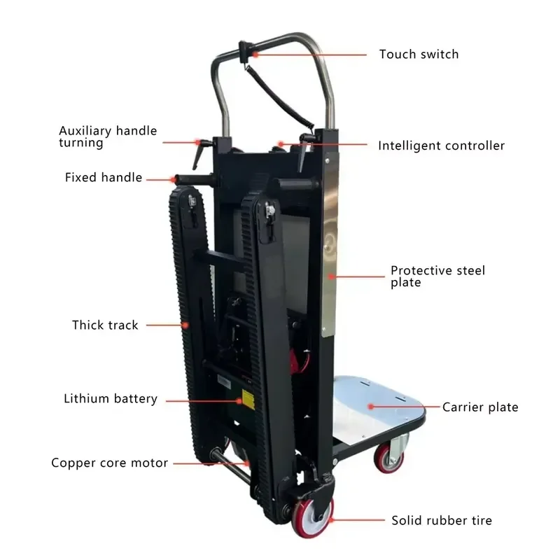 Portable Aluminum Alloy Electric Stair Climber Cart 600kg Capacity Heavy 48V Stair Climbing Hand Truck for Furniture - view 4