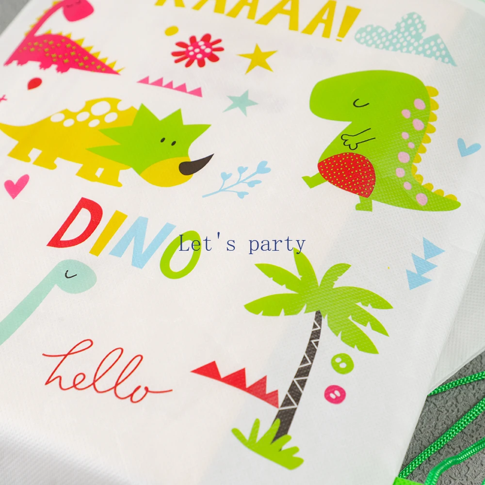 4/8/12Pc Cartoon Dinosaur Theme Party Drawstring Bags School Backpack Storage Bag for Kids Birthday Baby Shower Party Favors Bag