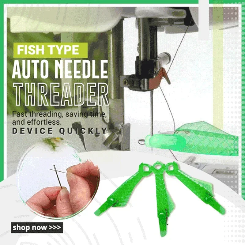 5/10pcs Fish Type Automatic Needle Threader Quick Sewing Machine & Hand Embroidery Floss Threader with Lanyard Easy Use DIY Tool