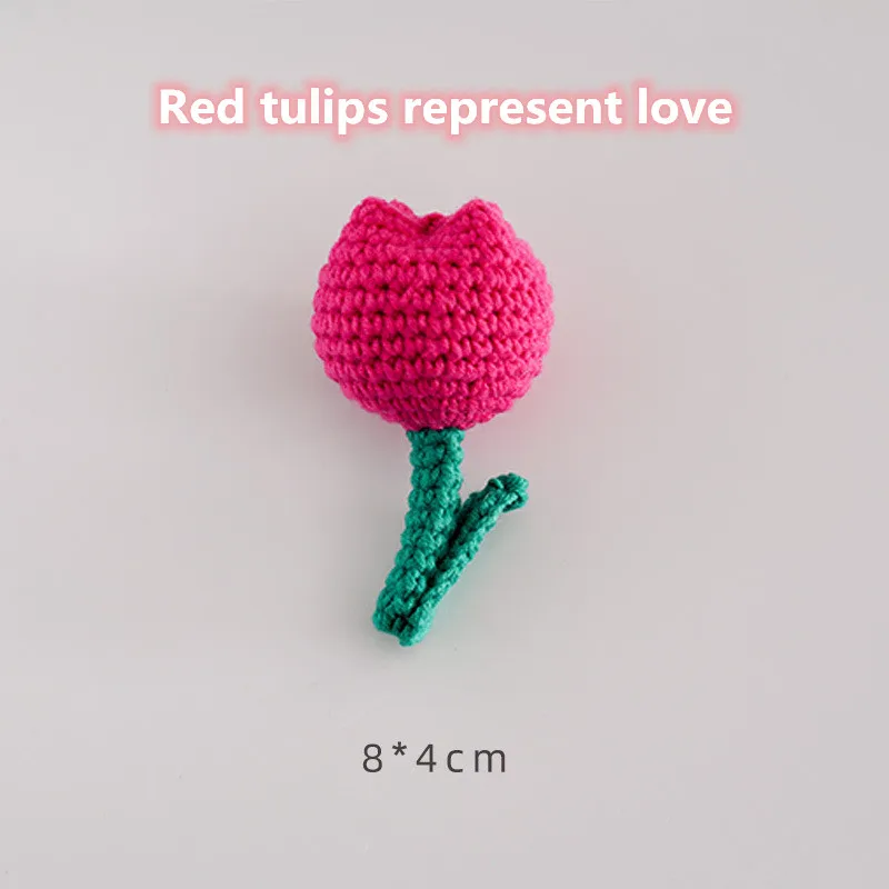 6pcs/Hand Crocheted beautiful tulip flower backpack pendant, key rope, brooch, gift decoration, blessing, various colors