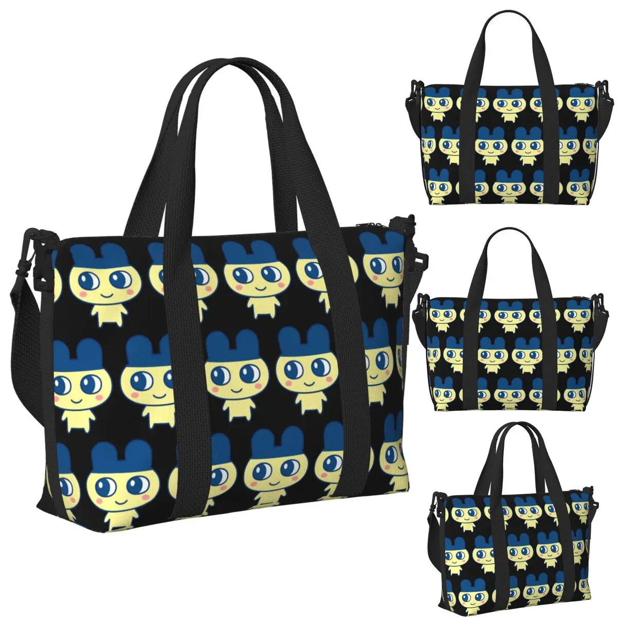 

Tamagotchi Mametchi Beach Travel Bag Large Capacity Tote Bags for Gym Yoga Women Shopping Duffle Shoulder Bag
