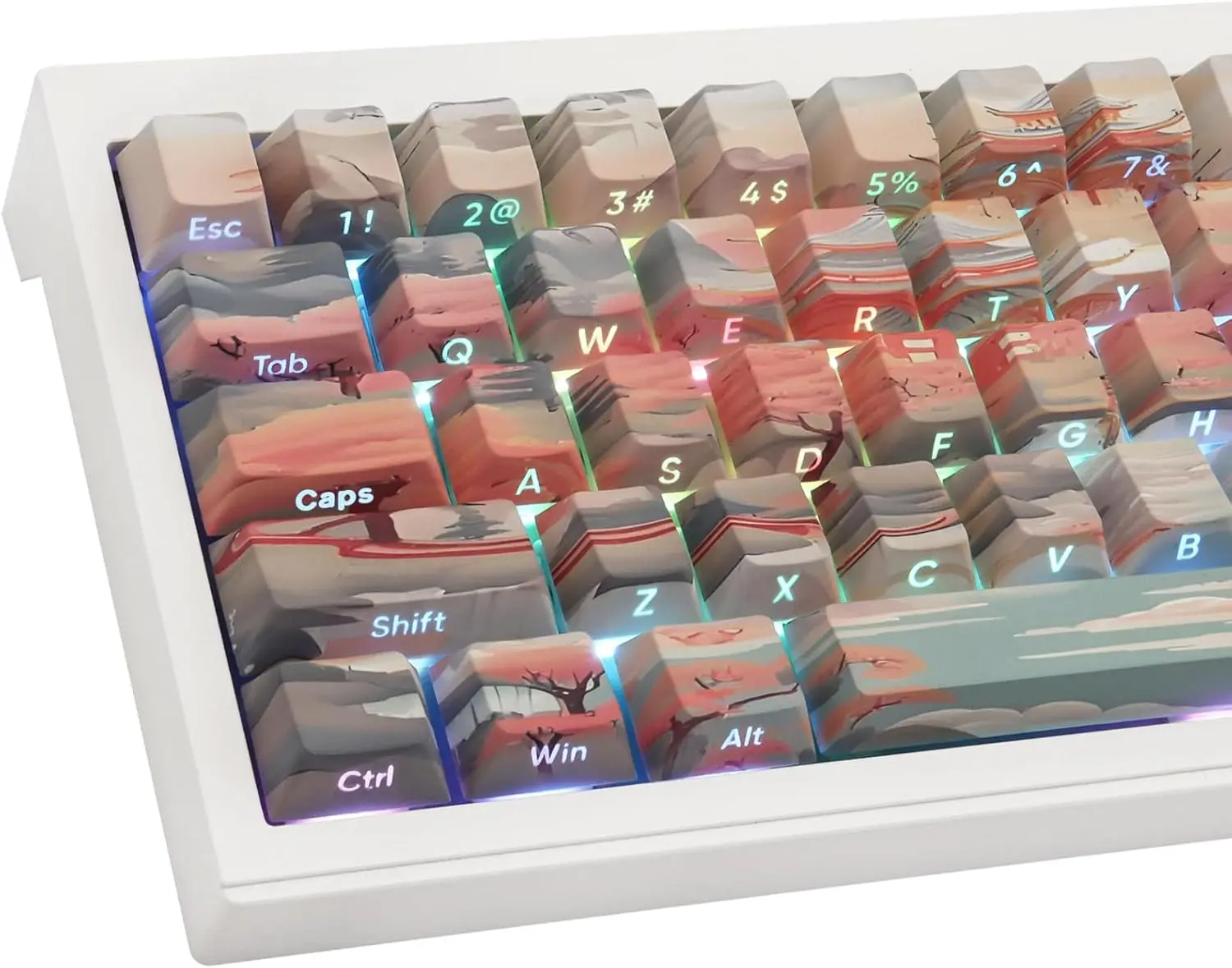 Custom Keycaps 60 75 Percent Pastel Side Print 135 Keys PBT Cherry Profile Shine Through Keycap Set  Dye-sub Key Caps Keyboard K