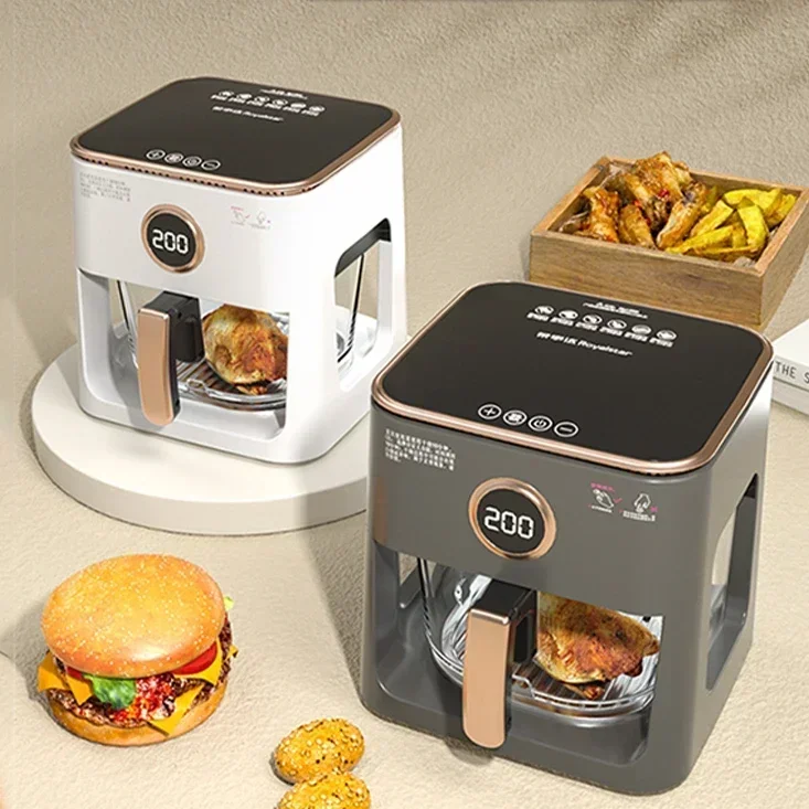 Royalstar Visual Panorama Home Air Fryer, New Automatic Large Capacity High Borosilicate Glass Electric Fryer.