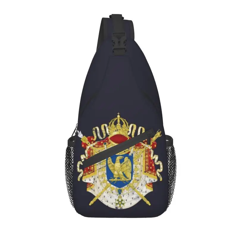 French Empire Napoleon Sling Bags for Men Cool Coat Of Arms of France Shoulder Crossbody Chest Backpack Travel Hiking Daypack