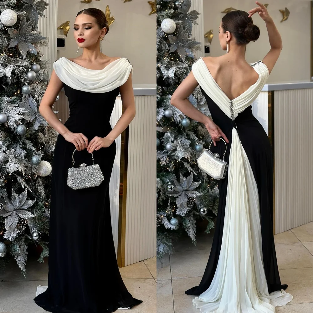 

Customized Evening Jersey Rhinestone Sequined Cocktail Party A-line O-Neck Bespoke Occasion Gown Long Dresses Saudi Arabia