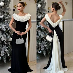 Customized Evening Jersey Rhinestone Sequined Cocktail Party A-line O-Neck Bespoke Occasion Gown Long Dresses Saudi Arabia