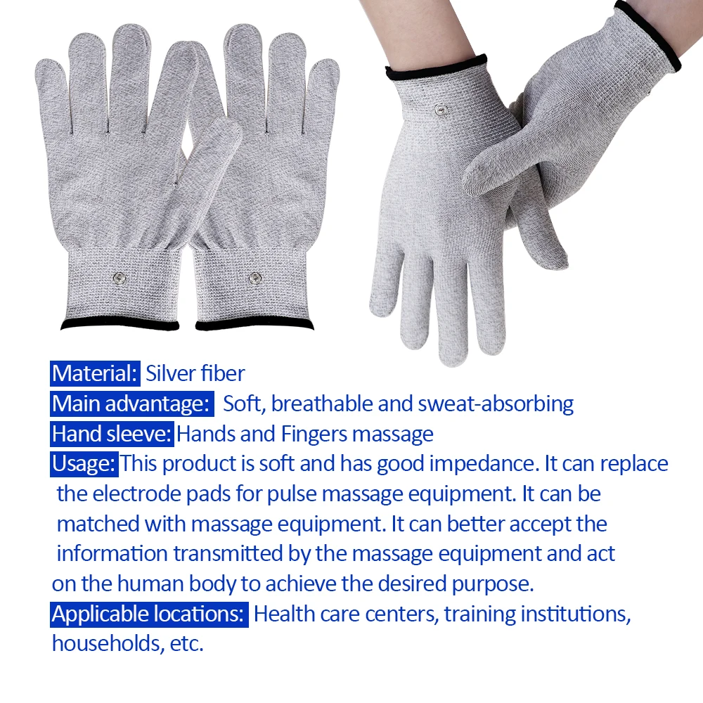 Breathable Fiber Electrotherapy Massager Electrode Gloves Socks Bracers Cables Physiotherapy EMS Muscle Stimulator Accessories