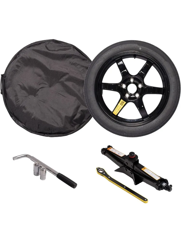 Complete Spare Wheel and Tire - Compatible with 2017+ Tesla Model 3 Long Range & RWD Trims - Includes 18x4 Rim, 125/80R18 Tire