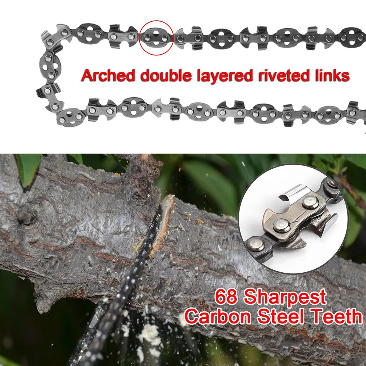 53 Inch Hand Rope Chain Saw Sharp Manual Tree Limb Chain Saw with 68 Teeth Folding Pocket Rope Chainsaw Tree Cutting Tool