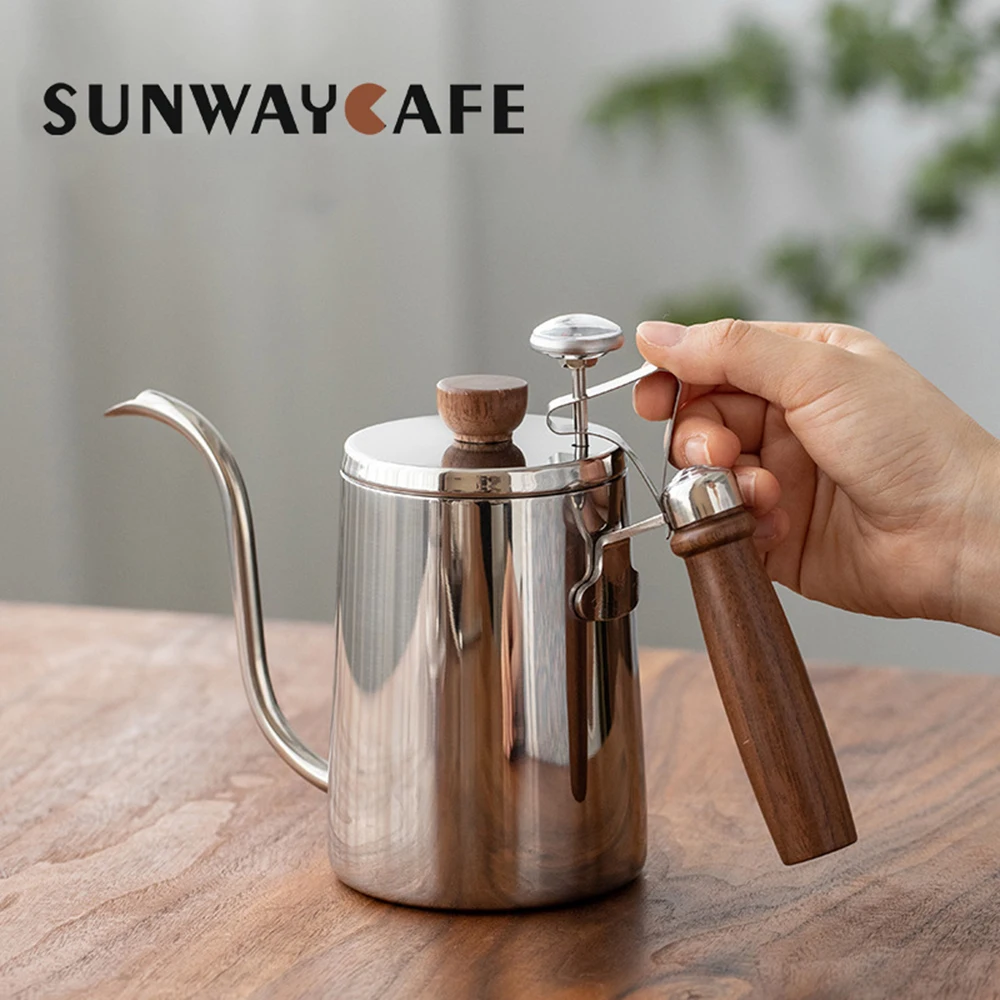 

600ml Stainless Steel Gooseneck Coffee Pot Camping Kettle With Lid Delicate Metal Kettle Dining Room Drinking Water Supplies