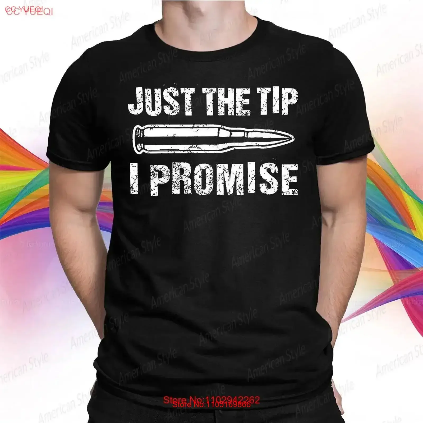 

Just The Tip I Promise Funny T Shirt For Adults Black vintage Washed fashion homme Versatile Unisex Breathable Slightly Soft