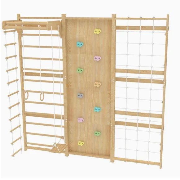 Indoor wooden climbing frame physical training Climbing ladder solid wood swing training equipment