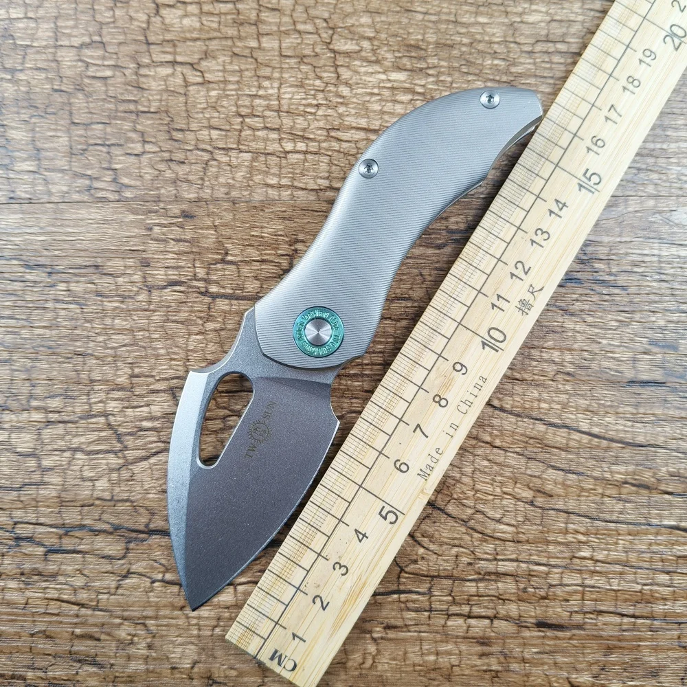 

TWOSUN TS230 Folding Pocket Knife 14C28N Blade Ceramic Ball Bearing Washer TC4 Titanium Handle Outdoor Gear
