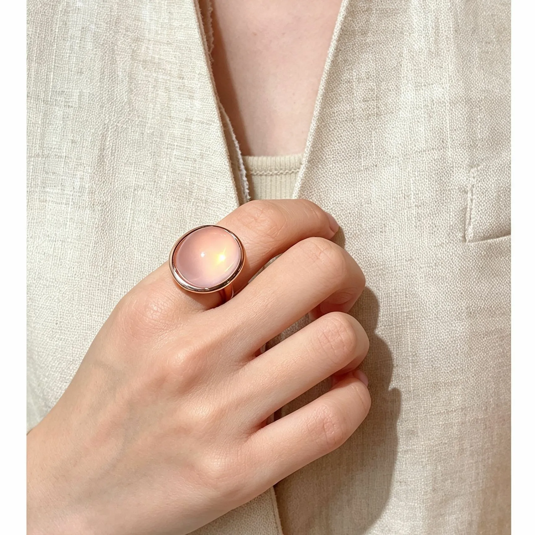 Sam Panda 925 Silver Ring For Women Retro Elliptical Pink Chalcedony Temperament Party Gift Party Jewelry Dropship Wholesale