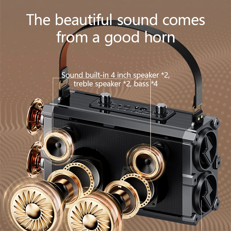 300W Wireless Portable Bluetooth Speaker Outdoor Sound Card Live Broadcast Integrated Machine Karaoke High Fidelity Subwoofer