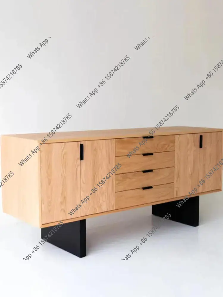 Storage Side Cabinet Retro Decoration Living Room Shoe Cabinet Against Wall Entrance Cabinet Solid Wood Designer