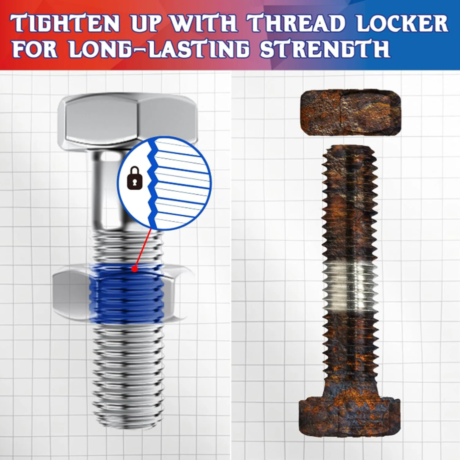 Threaded Locks Come in 50ml Blue and 50ml Red, Medium-Strength Threaded Locks, Fasteners with High-Strength Screw Compounds to P