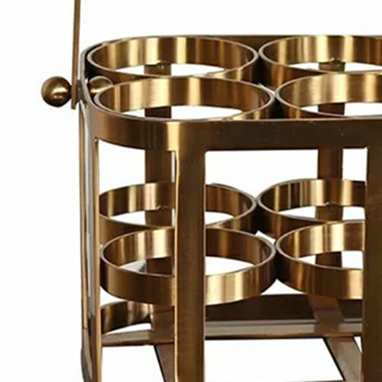 High-grade light luxury creative wrought iron electroplated imitation copper wine rack model room ornament