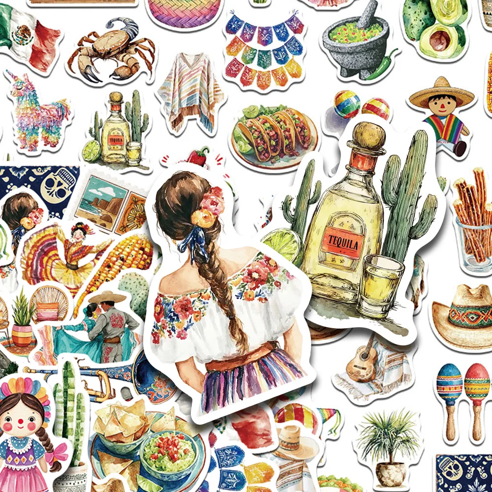 50pcs Mexican Aesthetic Stickers Decals For Laptop Notebook Skateboard Guitar Refrigerator DIY Aesthetic Stickers Creative Gifts