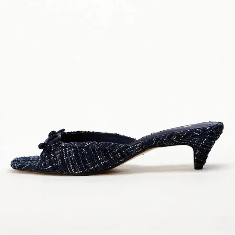 New Brand Women Slippers Low Heel Open Toe Slides Female Comfort Classics Bowknot Slingbacks Sandals Women Mules Zapatos Mujer