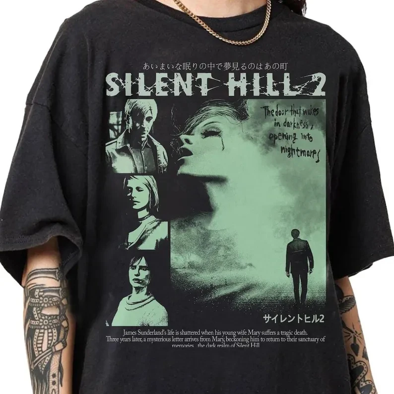 T-shirt Silent Hill 2, T-shirt Pyramid Head Sunderland, Retro Horror Gamer, SH2 Remake, Resident Evil Gift, Cadeaux pour femmes
