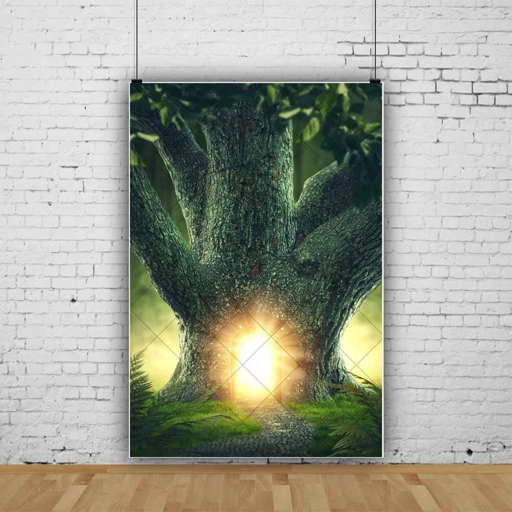 Magic Forest Tree Cave Vertical Section Backdrop Custom Fantasy Party Birthday Photography Poster Studio Decoration Background