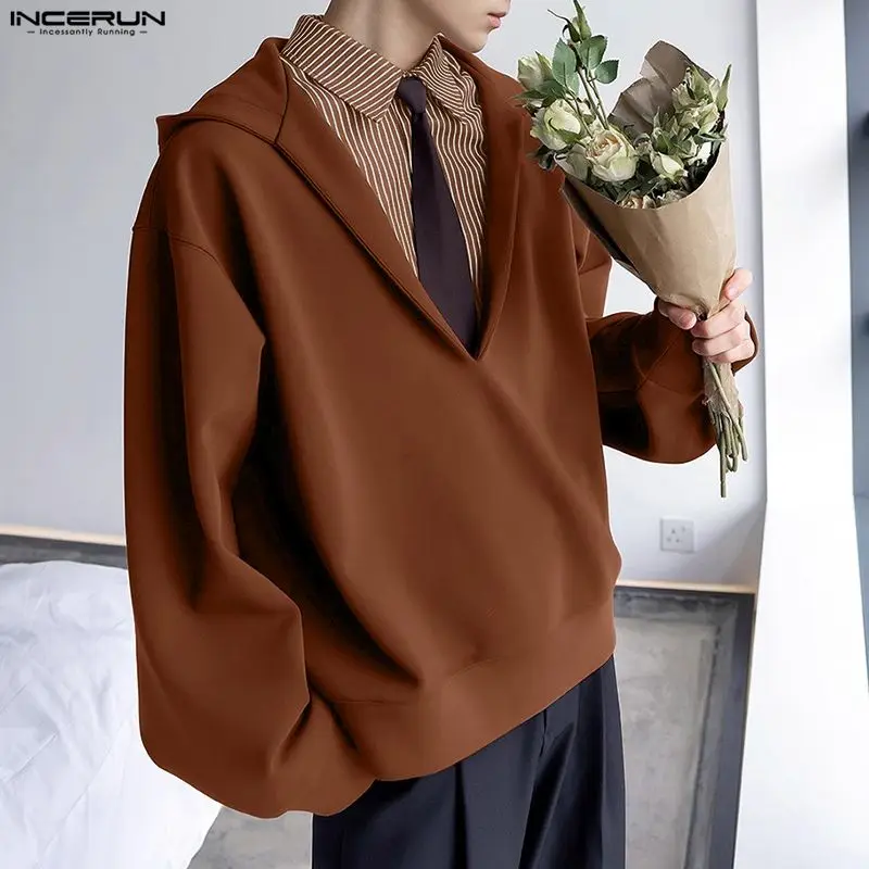 

INCERUN мужские толстовки в клетку в стиле пэчворк с капюшоном и длинными рукавами мужские толстовки уличная одежда оверсайз пуловеры в корейском стиле мужские S-5XL