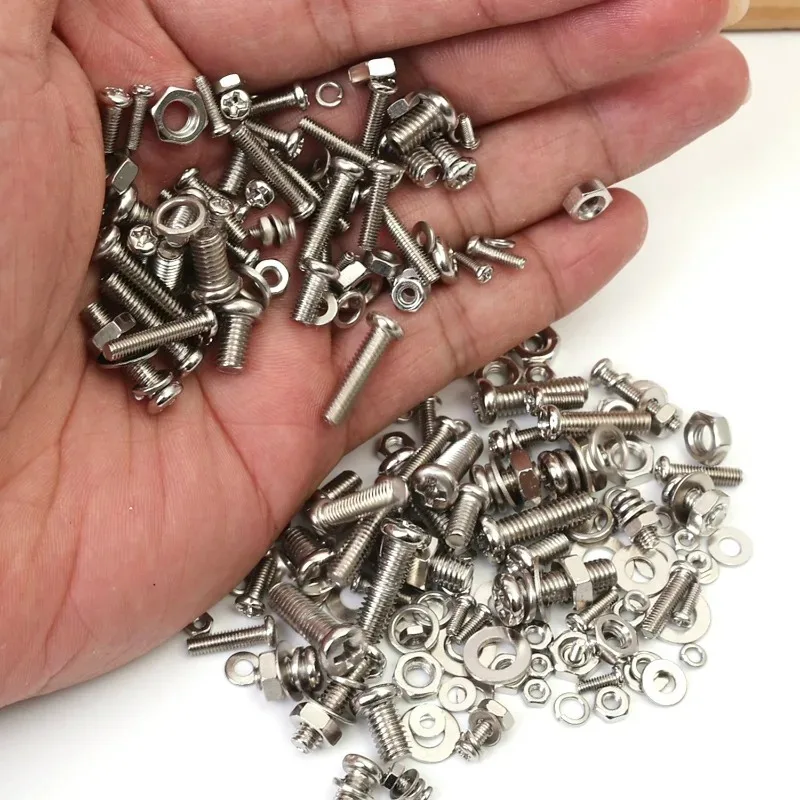 Stainless Steel Bolts Nuts Set Machine Screw Fasteners Assortment Round Head Screw Retainer Fastener Hexagon Socket Screw Kits