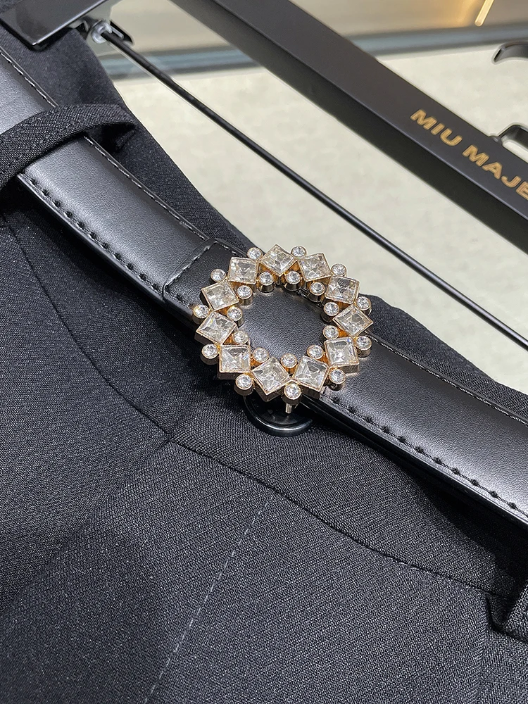 Damskie spodnie garniturowe z wysokim stanem, kwiatowym dołem, letnie, modne, koreańskie, do pracy, z szerokimi nogawkami, ort, orty, spodnie codzienne.