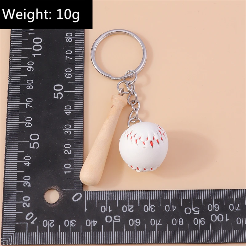 Cute Baseball Wooden Bat Keychains Sport Car Key Chain Souvenir Gifts for Women Men Hanbag Pendants Keyrings DIY Accessories