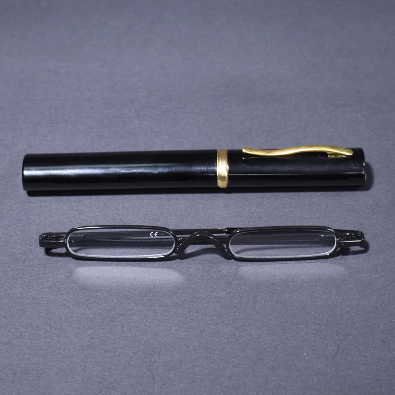 Schwarze Klassische Modische Lesebrille für Herren mit Federbügeln, Schmale Brillengestelle aus Legierung für Korrektionsgläser