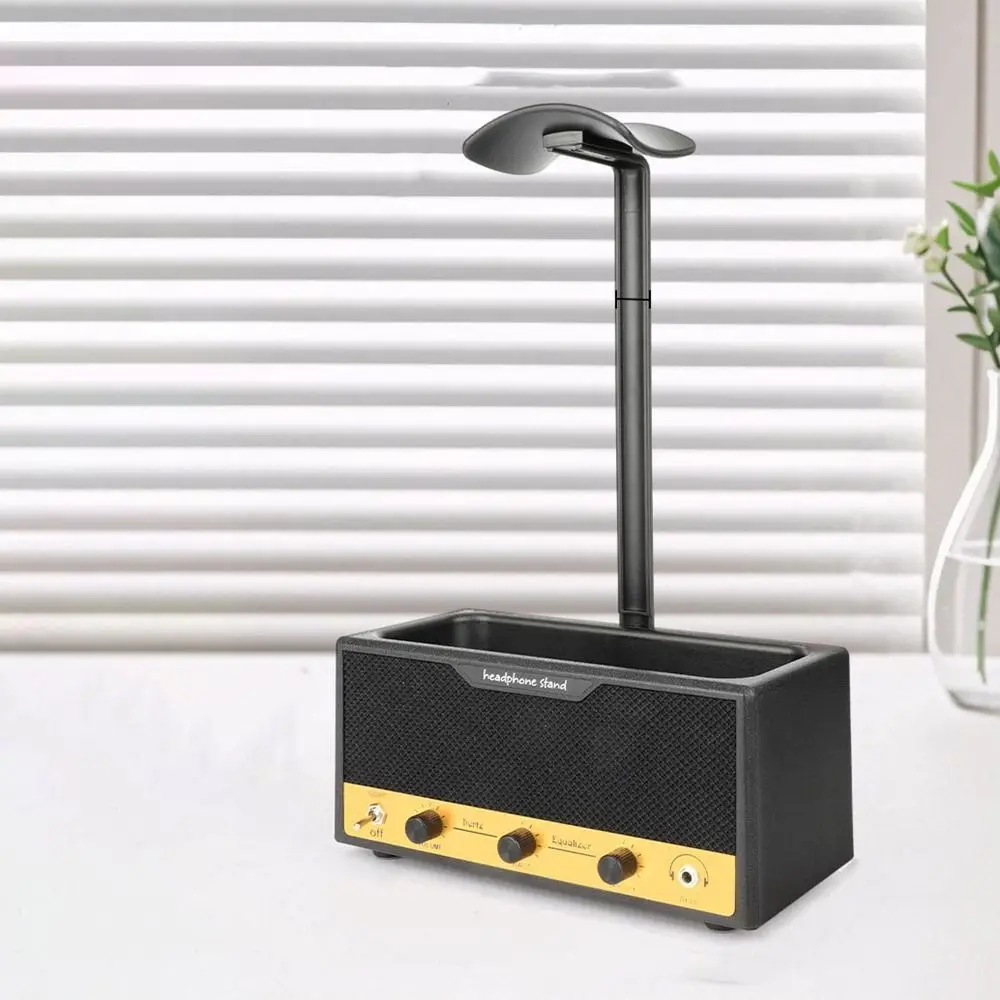 Metal Speaker Earphone Display Stand Space Saving Wide Curved Design Headphone Stand Decorative with Supporting Bar