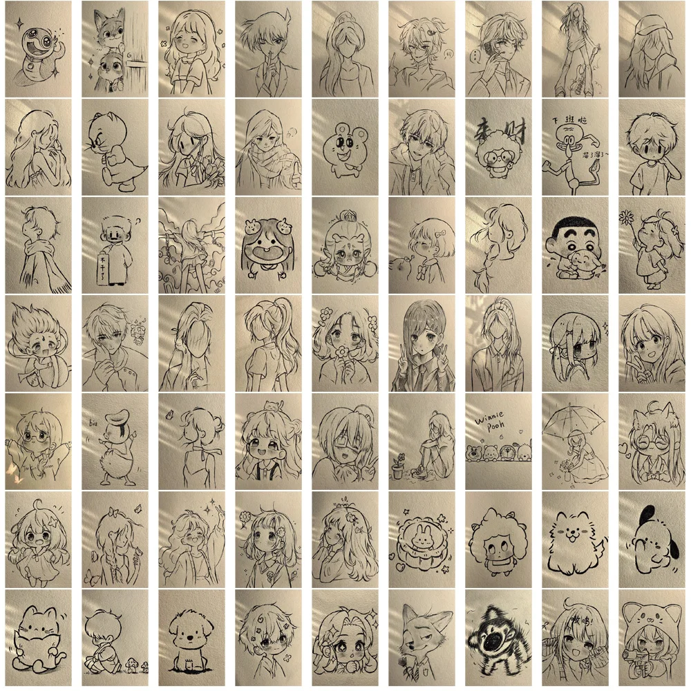 64 قطعة Q-نسخة رسم بسيط ملصقات الكتابة على الجدران الإبداعية سجل القصاصات الهاتف الغيتار سكيت دراجة جدار سطح المكتب الديكور