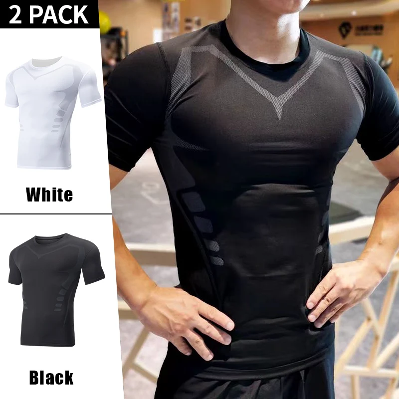 1/2 Pcs Men's Fashion Printing Black And White Basic Sports Short Sleeve Loose Plus Size Running And Playing Shirt Back Patter T