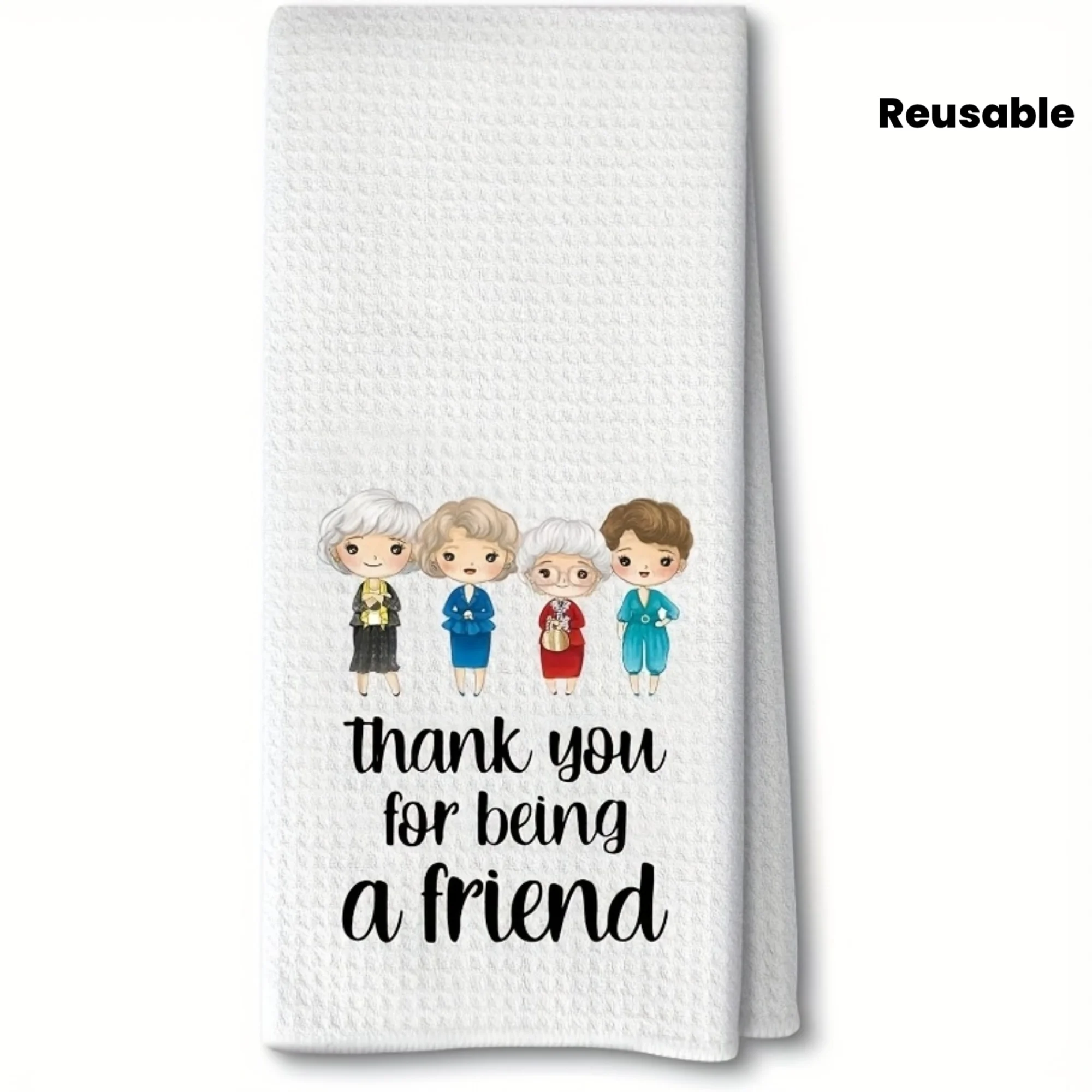 Cleaning cloth 1PC kitchen towel, thank you for being friends Pattern, bright colors, super absorbent kitchen rag